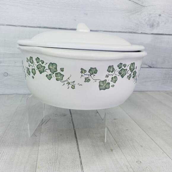 Corelle Coordinates CALLAWAY Green Ivy Stoneware 2.5 Qt Covered Casserole Dish - Picture 3 of 16
